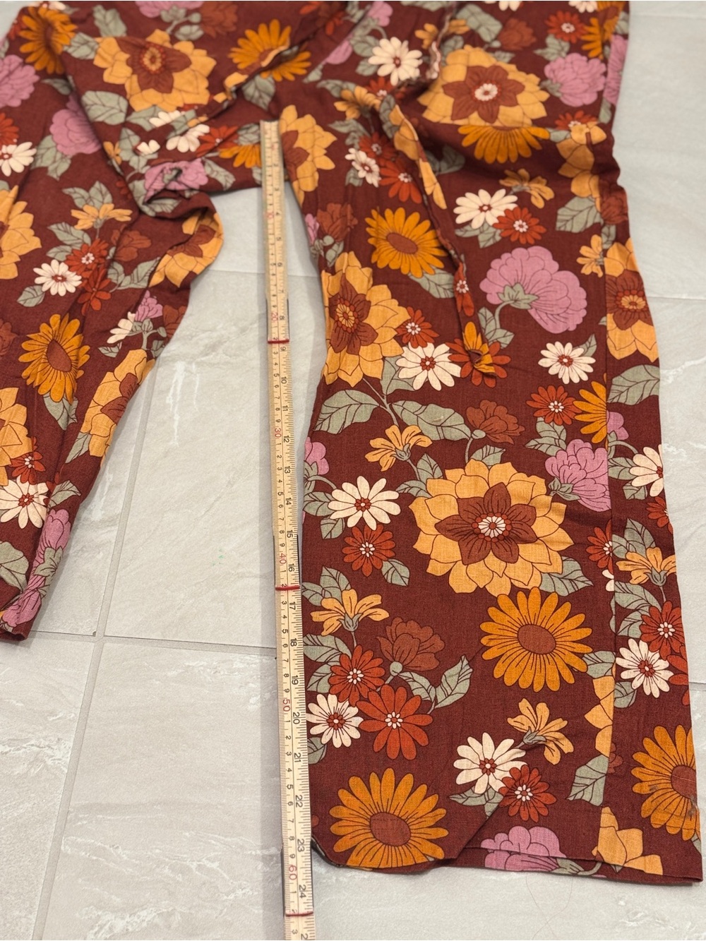 Modcloth Floral Wide-Leg Linen Blend Pants Back to School Hippie Boho Fall - Picture 6 of 7